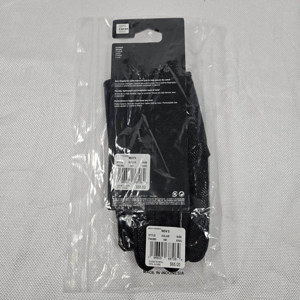 Nike Vapor Jet Football Gloves Mens 3XL‎ Black White FN0283-091 New